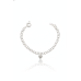 Pulseira elo português 5mm coração 1cm cravejado Pulseira elo português 5mm coração 1cm cravejado